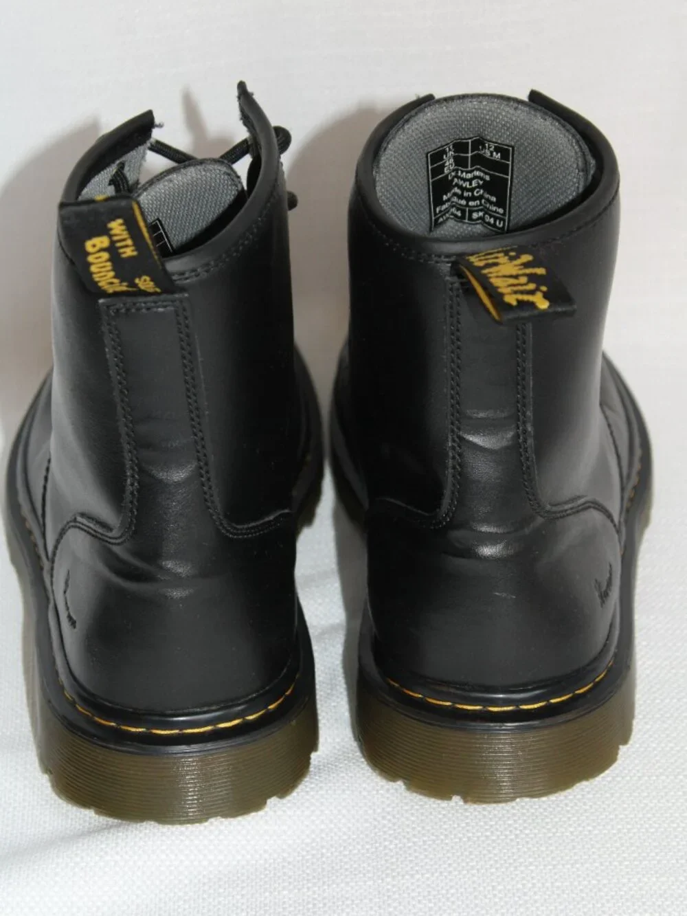 Dr. Martens Awley Black Leather Combat Boots, Men's US12, EU46, UK11